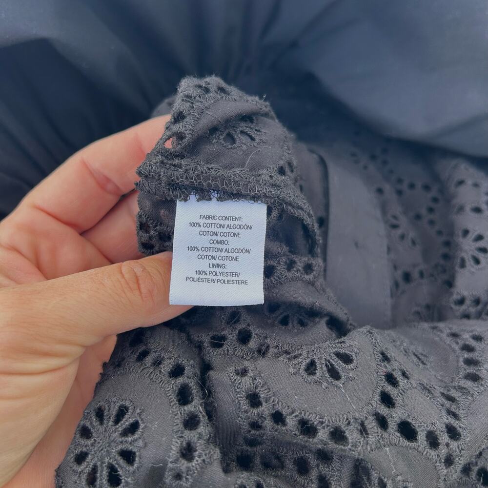 New Derek Lam 10 Crosby Black Eyelet Lace Belted Mini Dress Small 2 Chic - Picture 10 of 11